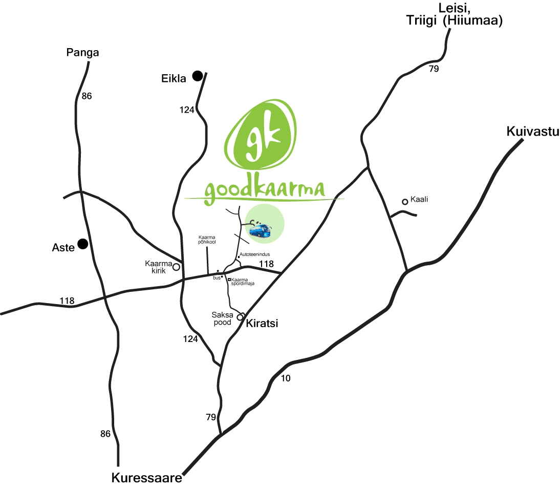 Map directions to GoodKaarma, Saaremaa